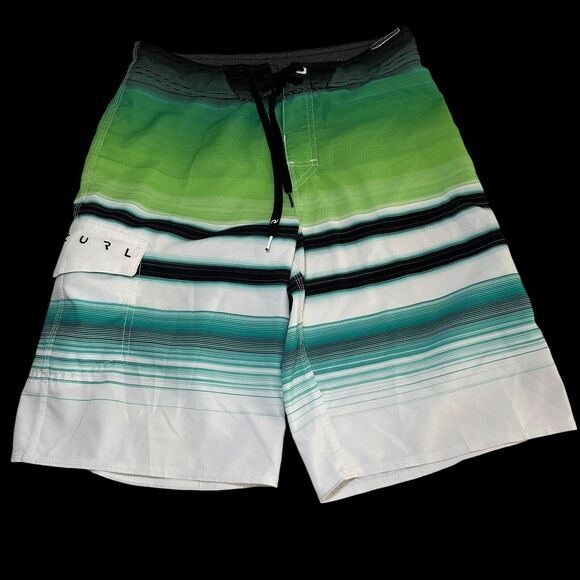 Rip Curl Surf Grip Board Shorts Swim Trunks Men Size 30" Waist White/Green Surf - Picture 2 of 5